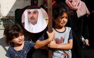 Djeca Palestine - katarski emir (u krugu)