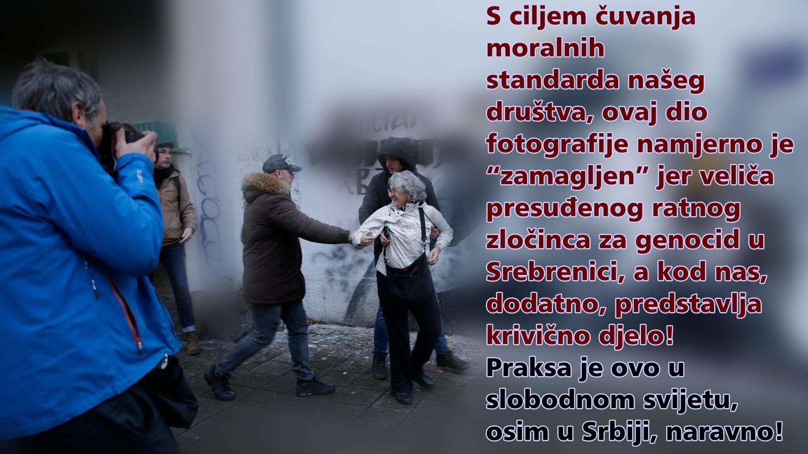 Privođenje Aide Ćorović jer je jajima gađala mural presuđenom ratnom zločincu za genocid u Srebrenici