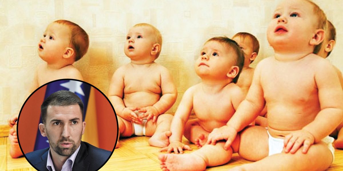 Ilustracija: bebe i ministar Delić